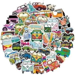 50pcs Travel Personality Style Outdoor Bus cartoon Graffiti Sticker Car Suitcase Laptop Waterproof Sticker