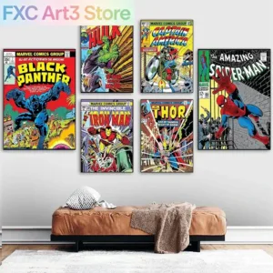 1PC frameless Canvas,Marvel Avengers Movie Canvas Painting Spider-Man Iron Man Hulk Thor Posters Wall Art Mural Pictures Childre