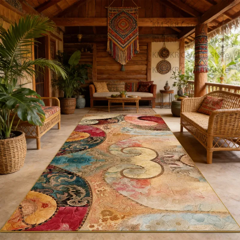 Bohemian Retro Ethnic Style Large Living Room Carpet Decoration Non-slip Washable Kitchen Rug Soft Fluffy Bedroom Luxury Mat