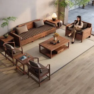 South American Black Walnut Solid Wood Movable Sofa Set for Living Room Small Apartment New Chinese Style Song Dynasty
