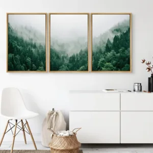 3PCS Natural Mountain Green Forest Canvas Wall Art Painting for Bedroom Office Living Room Posters and Prints Pictures Frameless