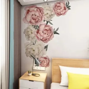 Huosehold 3D Peony Flowers Pattern Wall Sticker Art Decal Background For Home Living Room Bedroom Decor
