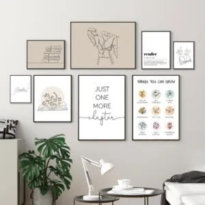 Just One More Chapter Book Print Gift For Writers Book Lover Reading Quotes Poster Wall Art Picture Canvas Painting Home Decor