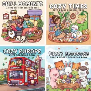 Cozy Europe ,Times Coloring Book Chill Moments Stress Relief Drawing Book Perfect Gift for Party and Birthday Christmas