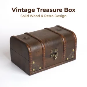 Vintage Arch Wooden Storage Box with Metal Flower, Retro Jewelry Treasure Chest for Birthday Wedding Gifts