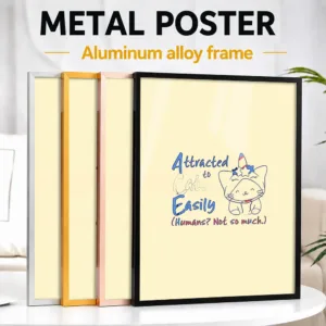 Attached Easily Cat Quote Framed Aluminum Metal Poster Customized Photo Bold Typography Style Wall Art For Study Birthday Gift