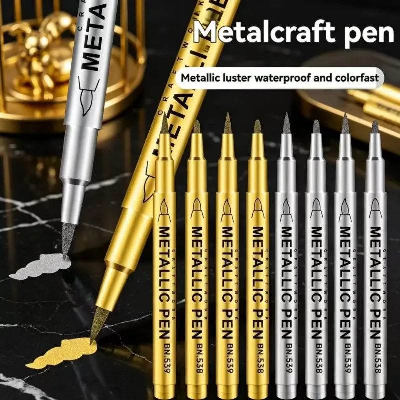 1/50Pcs Gold Silver White Metallic Paint Pen Set Brush Tip Marker Pen Acrylic Paint Markers Art Writing Stationery Supplies hopk