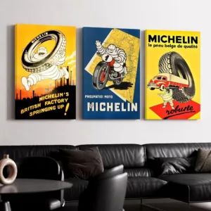Fashion M-MichelinS Design Framed Wall Painting Ready to Hang Canvas Wall Art Poster for Bedroom Living Room Home Decor Gift