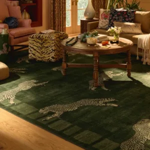 Living Room Carpet Soft Comfortable Large Sized Rug Non-slip Machine Washable Floor Mat Retro Cheetah Pattern Home Decor Rugs