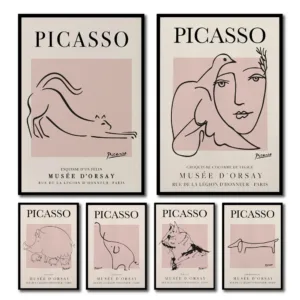 1pc Picasso Artwork, Vintage Line Canvas Art Poster, Minimalist Line Drawing, Animal print,Home Wall Decor or Gift Print