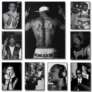 Black and White Hip Hop Singer Photo Poster K-Kanye West D-Drake Canvas Painting Print Wall Art Aesthetic Room Home Decors
