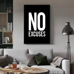 No Excuses Inspirational Quote Fitness Poster Gym Wall Decor , Motivational Art Typography Modern Canvas Painting Decoration