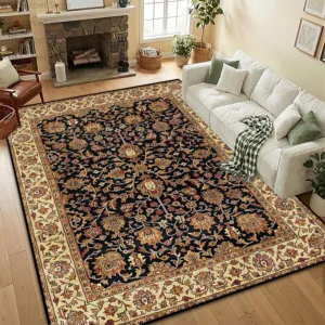 Bohemian Retro Living Room Rug Luxury Decoration Home Sofa Non-slip Washable Soft Carpet Retro Persian Bedroom Foldable Foot Mat