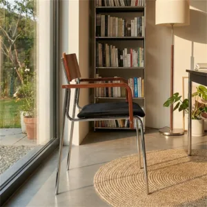 Nordic Dinning Table Chairs Home Light Luxury High-end Restaurant Chair Retro Wabi-sabi Style Cafe Chair Leisure Back Armchair Z