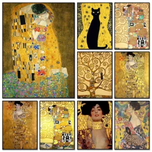 Classic Gustav Klimt Abstract Figure Artwork Kiss Tree of Life Poster Canvas Painting and Prints Wall Pictures Home Decor Gift