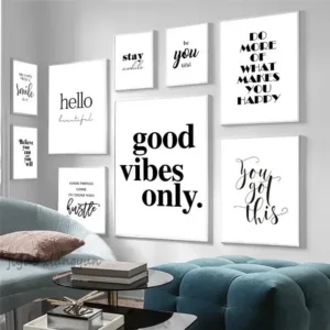Live Love Laugh Inspiring Quotes Wall Art Black White Wall Poster Prints Canvas Painting For Living Room Modern Home Decor