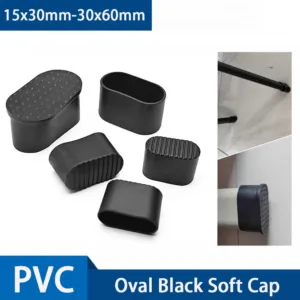 1-10Pcs 15-30mm Oval Black Soft PVC Plastic Plug Chair Furniture Leg Non-Slip Outer Cover Sleeve Pipe End Cap Floor Protector