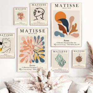 Abstract Wall Art Matisse Poster Line Face Coral Leaves Posters and Prints Canvas Paintings for Interior Pictures Room Decor