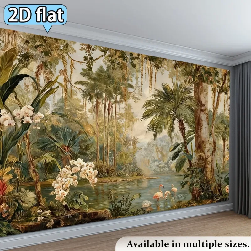 Luxurious Tropical Jungle Mural Tapestry Wallpaper Wall Art Print Rainforest Nature Decor Room Background Large Scale Botanical