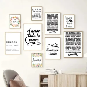 Spanish Positive Quote Canvas Art Print and Poster , Spanish Bedroom Modern Decor Canvas Painting Wall Picture Home Decoration