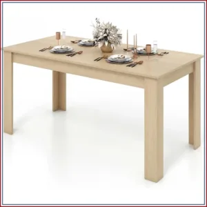 63 Inch Large Rectangular Dining Table for 4-6 People, Natural Wood Kitchen Table