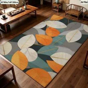 Beige Brown Patchwork Geometric Carpet Flooring Mid‑Century Modern Square Area Rug Simple Luxury Living Room Bedroom Floor Mat