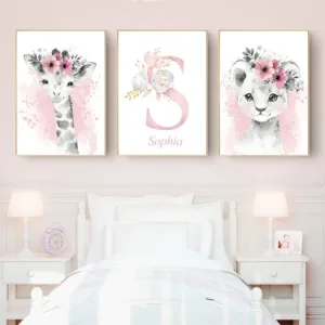 1 Piece Baby Wildlife Wall Art - Safari Kids Room Decor-Zoo Jungle Animals Pictures - Watercolor Boys Girls Room Poster-Unframed