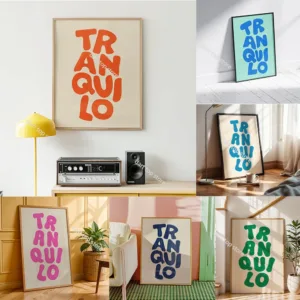 Boho Tranquilo Retro Typography Wall Art Print Canvas Painting Poster Picture for Living Room Bedroom Home Decor Gift Poster