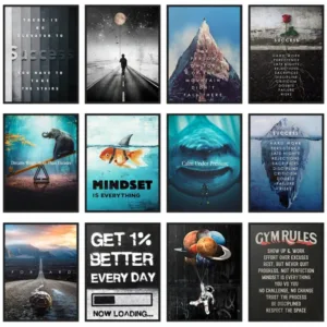 Motivational Quotes for Success Poster Iceberg Success Prints Canvas Painting Wall Art Picture for Office Study Home Decoration