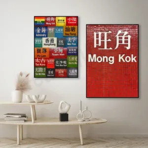 1pc frameless Classic Retro Wall Art Hong Kong Australia Red Sign HD Canvas Printing Poster Home Living Room Bedroom Decorati