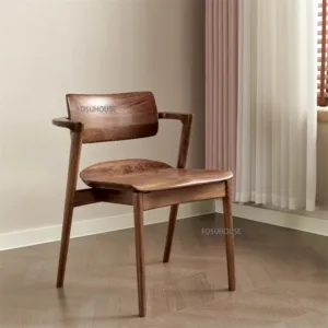 Nordic Black Walnut Wood Dining Chairs Modern Minimalist Leisure Chair Solid Wood Dining Table Chair Designer Backrest Armchair