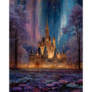 GATYZTORY Pictures By Numbers Castle Landscape Diy Frame Painting By Numbers Flower On Canvas DIY Home Decoration Gift