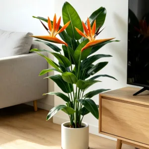 3pcs Set Artificial Noble Banana Tree and 2 Beautiful Birds of Paradise Flowers for Home Office Garden and Other Scenes