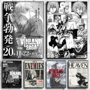 Anime V-Vinland Saga Poster Stickers HD Waterproof Painting Wall Art for Bedroom Living Room Home Decor Decoration Gift