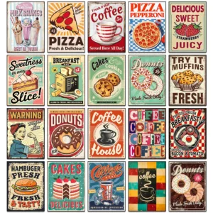 5D DIY Diamond Painting Food Poster Diamond Mosaic Embroidery Set Bread Pizza Kitchen Restaurant Home Decoration Gift Set
