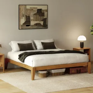 Thor Premium Solid Wood Bed Frame Queen, Japanese Joinery Bed Frame with Wood Slat Support, Platform Bed, No Box Spring