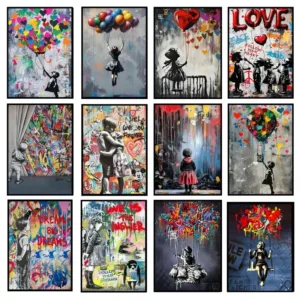 Banksy Graffiti Art Canvas Painting Mural Print Wall Decor Picture Wall Art Home Decoration Street Colorful Poster Prints Decor