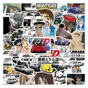 10/30/50pcs Initial D Cartoon Graffiti Stickers Car Anime Stickers Luggage Aesthetic Notebook Diy Water Cup Manga Stickers