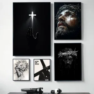 1pc frameless Canvas Son of God Jesus Cross Holy Light Wall Art, HD Canvas Print Poster, Suitable for Home, Living Room, Room De