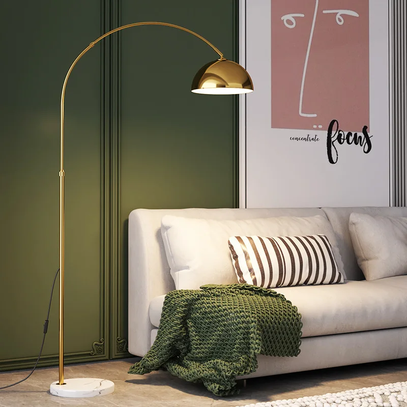 Modern Arc Floor Lamp Black Metal Dome Shade Standing Lamp Adjustable Curved Arm Floor Light For Living Room Bedroom Sofa Side