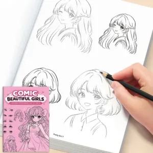 Line Drawing Album, Comic Character Drawing Practice Book, Beautiful Girl Sketching Coloring Book Graffiti, Flip Up Version