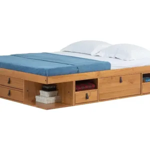 Bali Full Size Storage Platform Bed with 6 Drawers, 6 Shelves, 2 Door Cabinets, 2 Pullout Nightstands, Solid Pine, Customized