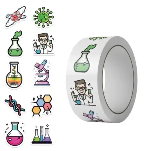 500pcs/Roll Chemistry Laboratory Experiments Lab Sealing Stickers DIY Waterproof Laptop Phone Decoration Kids Rewards Gift Toy