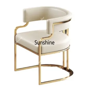 Luxury Modern Gold Metal Dining Chair Padded Bath Leather Armchair Cafe Salon Family Living Room Farmhouse Bar Use