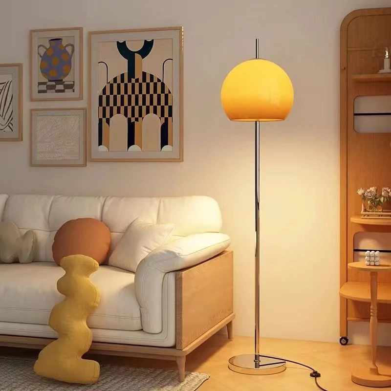 Modern Luxury Orange Glass Mushroom-shaped Floor Lamp Retro Style High-end Feel Standing Led Table Lamp For Living Room Bedroom