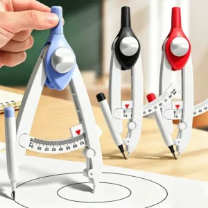 Digital Display Compass Lock-Distance Safe No Metal Drawing Compass with Replacement Pencil Leads Drawing Circles Tool