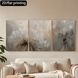2D Flat Printing 3PC Wooden Frame Canvas Decorative Painting Painting of Dandelion, Soft Tones. Corridor Bedroom Decoration