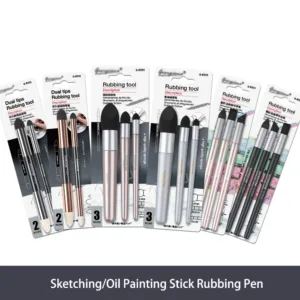 Sketch paper brush set of 3, oil painting stick brush, double headed rubbing brush for application