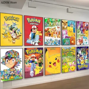 P-Pokemon Japanese Anime Whitepaper Poster Waterproof Paper Sticker Coffee House Bar Aesthetic Art Wall Painting