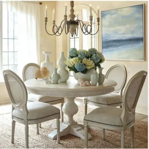 Factory Supply Dining Room Sets 8 Chairs Table Furniture Luxury Antique Ash Wood Round Dining Table